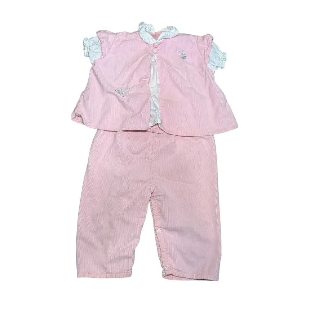 Vintage Wonderalls Corduroy Overall Outfit Set Toddler Girls XL 25-28‎ lbs Pink